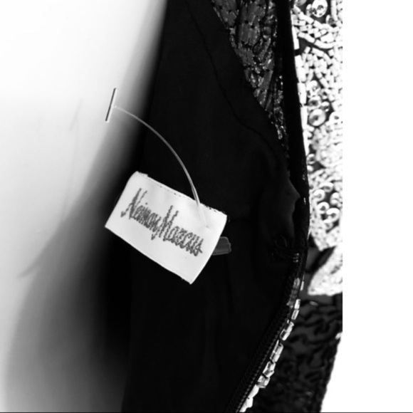 NEIMAN MARCUS Black Tie Beaded Formal Dress - Picture 5 of 10